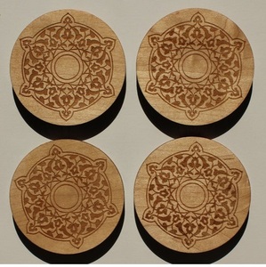 Posavasos Redondos de Madera al por Mayor, Juego de Posavasos de Madera con Mandala Cortado a Láser, Posavasos Personalizados con Logotipo, Mantel Individual para Tazas y Vasos, Tapete de Mesa de Madera - Product Image 1