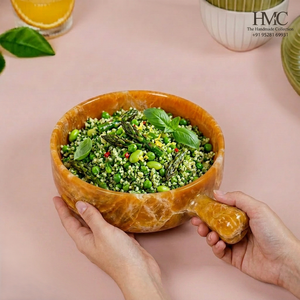 Bol à salade en résine écologique fait main, design moderne et luxueux avec poignée, empilable, passe au lave-vaisselle, idéal pour servir et offrir - Product Image 1