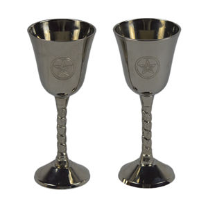Gobelet à vin en acier inoxydable brillant argenté, motif étoile de David, tendance, verres à champagne, gobelet à vin en acier plaqué argent - Product Image 4