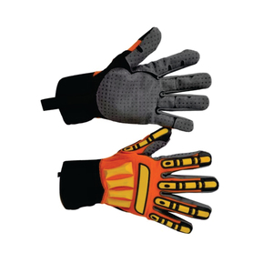 Gants de sécurité antidérapants en PU avec texture micro-diamantée en relief, poignet élastique, usage général, orange, noir, gris - Product Image 5