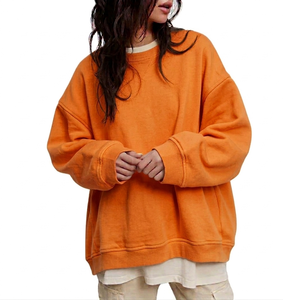 Sweat-shirt oversize en tricot Spandex/Nylon pour femme, décontracté, à épaules tombantes, style streetwear, imprimé devant, hiver, vente en gros - Product Image 6