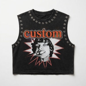 Glory Custom Graphic Print <b>Rhinestone</b> Sleeveless T Shirt Premium Quality Tank <b>Top</b> New Design OEM Wholesale - Product Image 1