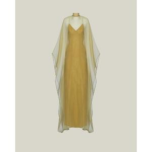 Beautiful Elegant Party A-Line Ankle-Length V-Neck Dropped Waist Cloak Sleeve Solid Color <b>Viscose</b>/Silk High Quality <b>Dress</b> - Product Image 6