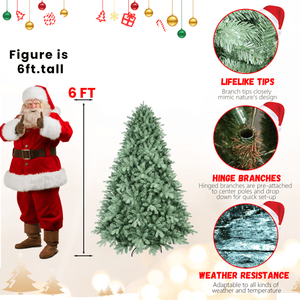 Albero di Natale Artificiale Premium Blu-Verde da 180 cm, 1878 Rami Misti in PE/PVC, Punte Realistiche con Filo di Memoria e Filo di Ferro, Foglie Incernierate - Product Image 2