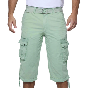 Vente directe usine Short ample en toile tricotée 100% coton épais, taille mi-haute, effet vieilli, avec logo frontal uni - Product Image 1