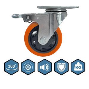 Huarui 2,5/3/4/5/6 Zoll Orange PVC drehbares Rad Kunststoff rollen Trolley Wheel Medium Caster - Product Image 5