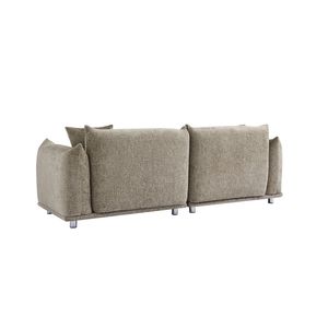 Sofà di grandi dimensioni 2 posti ciniglia Loveseat gambe in metallo in legno massello marrone grigiastro per appartamento ufficio soggiorno comprende 2 - Product Image 4