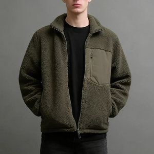 Chaqueta de lana de lujo hecha a mano, corte regular, cortavientos, mezcla de lana, cuello vuelto minimalista, abrigo cálido de invierno, chaqueta de lana al por mayor - Product Image 5