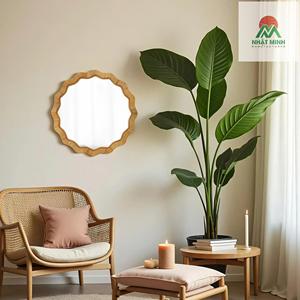 24 Inch Round Woven Rattan <b>Wall</b> <b>Mirror</b> for Bedroom Living Room Bathroom Farmhouse Decor - Product Image 5