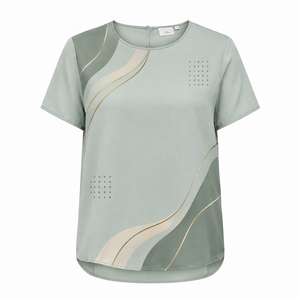 Servicio OEM, Camiseta de Verano para Mujer, Talla Grande, para Oficina, con Logotipo Personalizado, Estampado Sólido, Transpirable, de Manga Corta y Cuello Redondo - Product Image 1