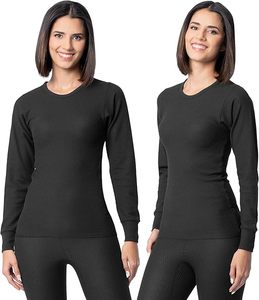 Sous-vêtements thermiques pour femmes, respirants, chauds pour l'hiver, avec doublure en polaire, ensemble haut et bas - Product Image 1