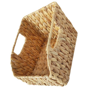 Paniers de rangement en jacinthe d'eau avec poignées intégrées, tissés à la main, organisateur naturel pour la décoration intérieure, le rangement du linge et la vente au détail - Product Image 1