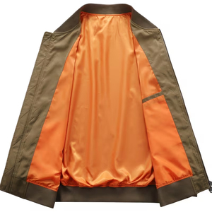 Bomber <b>Jacket</b> for Adult <b>Slim</b> <b>Fit</b> Polyester Unisex Autumn Winter Full Zip up Vintage Front Logo Windproof Eco-Friendly - Product Image 3