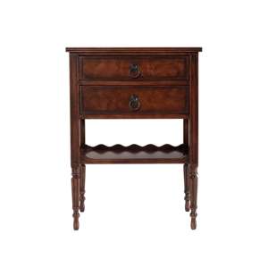 Solid Wood Nightstand with Double Drawer and Bottom Shelf, Wooden Bedside Table Storage Cabinet for Bedroom Furniture Hotel Use - Product Image 1