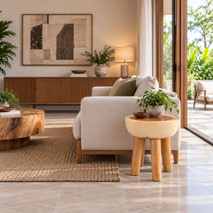 Mesa Auxiliar Redonda Moderna de Madera Suar Premium, Venta al por Mayor, para Proyectos de Interiores de Hoteles, Resorts y Salas de Estar - Product Image 4