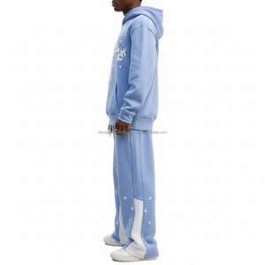 Survêtement streetwear pour hommes, coupe oversize, délavé à l'acide, brodé et imprimé, avec cordon de serrage, personnalisable OEM, vente en gros - Product Image 3