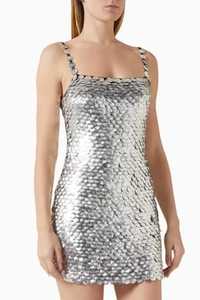 Robe mini ajustée en spandex/polyester éco-responsable, faite à la main, avec bretelles spaghetti, pour les soirées - Product Image 5