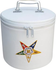 Premium Masonic Grotto Black Fez Case Imitation Leather – Machine Embroidered <b>Hat</b>, Freemasons Carrying Storage <b>Box</b> - Product Image 5