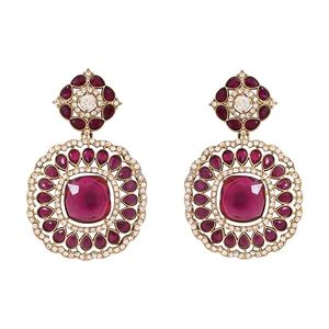Parure de bijoux indiens plaqués or en alliage avec perles d'imitation, collier et boucles d'oreilles pour femme, design Rani Haar, motif floral, pour mariage - Product Image 3