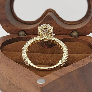 Anillo de Compromiso de Diamantes Naturales de Corte Ovalado en Oro Amarillo para Mujer, Estilo Clásico - Product Image 6