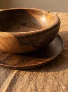 Bol à salade et à fruits en bois, finition naturelle, design vintage, forme ronde, bol en bois de qualité supérieure, bois d'acacia - Product Image 4