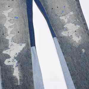 Jeans en denim noir ciré personnalisé DENIM, coupe évasée, empilés, pour hommes - Product Image 2