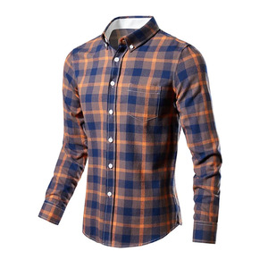 Camisa de Hombre a Cuadros con Botones, Manga Larga, Algodón, Estilo Business, Directo de Fábrica - Product Image 1
