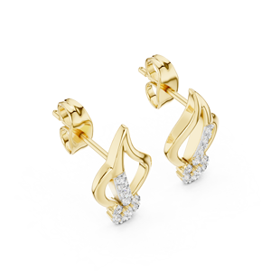 Juego de pendientes minimalistas con diamantes cultivados en laboratorio, en oro amarillo macizo de 18 quilates, para compromiso, boda, fiesta, regalo de San Valentín, uso diario para mujeres. - Product Image 2