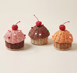 Elegant Colorful Rattan Cupcake Shape <b>Gift</b> Basket Ramadan Kareem <b>Eid</b> Mubarak <b>Gift</b> <b>Box</b> For Candy Handmade Party Decoration - Product Image 1