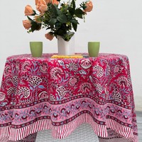 Nappe de table en coton indien imprimé à la main, écologique, durable, lavable, grande taille, style classique