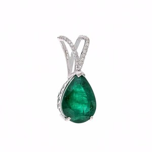 Pear Cut Emerald Pendant White Gold Plated Handmade 925 Sterling Silver Luxury Jewelry Women Elegant Gift - Product Image 2