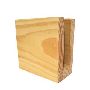 Porte-serviettes en bois moderne avec barre en acier inoxydable, organiseur de mouchoirs carré écologique - Product Image 2