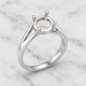 Semi-monture de bague en argent sterling 925 massif, ronde, 5 mm, à 4 griffes, à tige fendue, vierge pour pierre précieuse, pour bijoux - Product Image 2