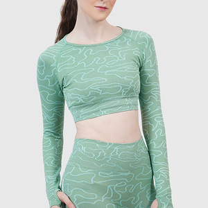 High Quality Yoga Top For Women's Long Sleeve Professional Product Fitness With Chest <b>Pad</b> Slim Fit Sports Wear Yoga Top Women's - Product Image 3