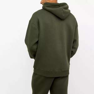 ชุดวอร์มผู้ชายผ้าฝ้ายทอ 100% หนานุ่ม สไตล์ดรอปโชว์เดอร์ พร้อมกางเกงขายาวทรงหลวมสำหรับสตรีทแวร์ - Product Image 4