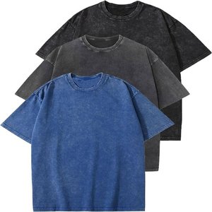 T-shirt vintage pour homme, col rond, délavé à l'acide, coupe ample, manches courtes, style streetwear - Product Image 1