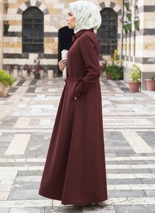 Vestido Maxi Musulmán Informal y Modesto para Mujer, Manga Larga, con Cinturón, Estilo Abaya, Transpirable, de Poliéster, Corte Holgado, Elegante, para Uso Diario - Product Image 5