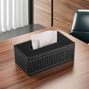 Boîte à mouchoirs en cuir à motif noir - Product Image 2