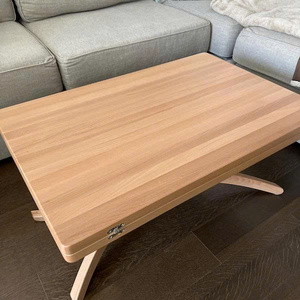 Table à manger extensible moderne 128x96cm, hauteur réglable, en bois de hêtre massif, mobilier de salle à manger - Product Image 6