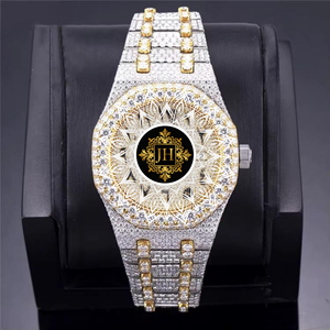 Top Selling Stainless Steel Two Tone Design Moissanite <b>Diamond</b> Men's Wrist <b>Watch</b> Luminous Hands Sporty Luxury Design - Product Image 1