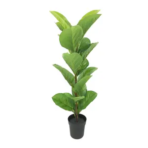 Popular green polyester artificial plant outdoor fiddle leaf fig in plastic pot Casual Discount Stores for backyard home garden
