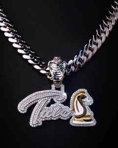 Colgante de Moissanita con Nombre Personalizado, Plata de Ley 925, Corte Brillante Redondo, Chapado en Rodio, Joyería Unisex - Product Image 2