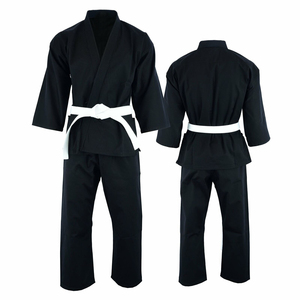 Kimono de judo noir unisexe pour adulte, coupe classique, polyester/coton, respirant, séchage rapide, léger, durable, vêtements d'arts martiaux, ceinture blanche - Product Image 4