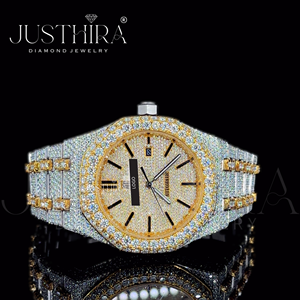 Montre analogique de luxe pour homme en acier inoxydable avec diamants glacés, verre Moissanite VVS, 42 mm, montre mécanique, meilleur prix d'usine - Product Image 2