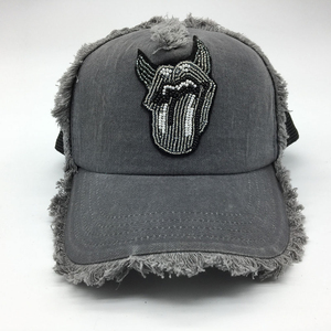 Unisex Gray Trucker Hat With <b>Dog</b> Face Embroidery Frayed Edge Mesh <b>Back</b> Adjustable For Casual Street Style Spring Summer Wear Cap - Product Image 3