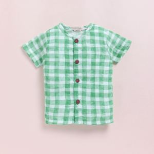 Organic Muslin Jabla Set Premium Quality Sage Checks Print Conjuntos de ropa de bebé - Product Image 2