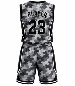 Ensemble maillot et short de basketball camouflage personnalisé OEM ODM, uniforme de basketball en polyester sublimé pour hommes, vêtements de sport pour entraînement d'équipe - Product Image 2