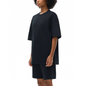 Camiseta de mujer de corte holgado, estilo cropped, con lavado ácido, informal, de manga corta, oversize, estilo vintage urbano, lisa, 100% algodón, 280GSM - Product Image 2