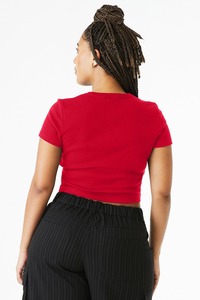 Women plan <b>red</b> <b>Crop</b> Tee Short Sleeve Round Neck Casual Cotton Loose Fit Streetwear Summer Daily <b>Top</b> <b>top</b> womens <b>crop</b> tee - Product Image 5