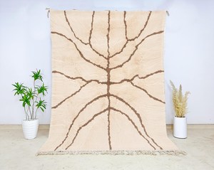 Alfombra Beni Ourain de Lana Marroquí Anudada a Mano – Alfombras de Área Estilo Bohemio Berber - Product Image 3